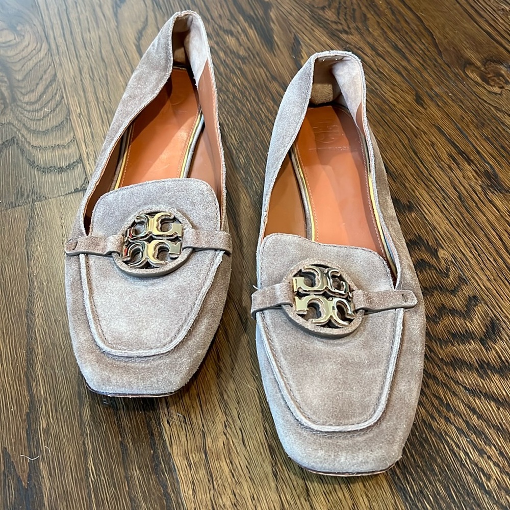 Tory Burch Signature Logo Suede Flats